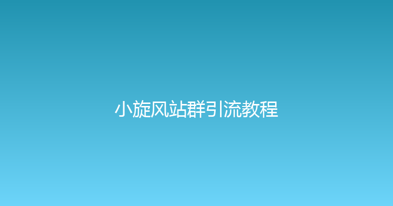 小旋风站群引流教程 封面图