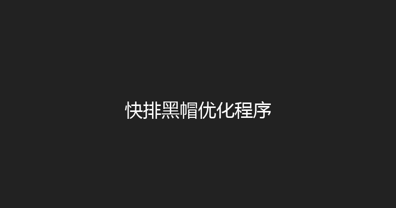 快排黑帽优化程序 封面图