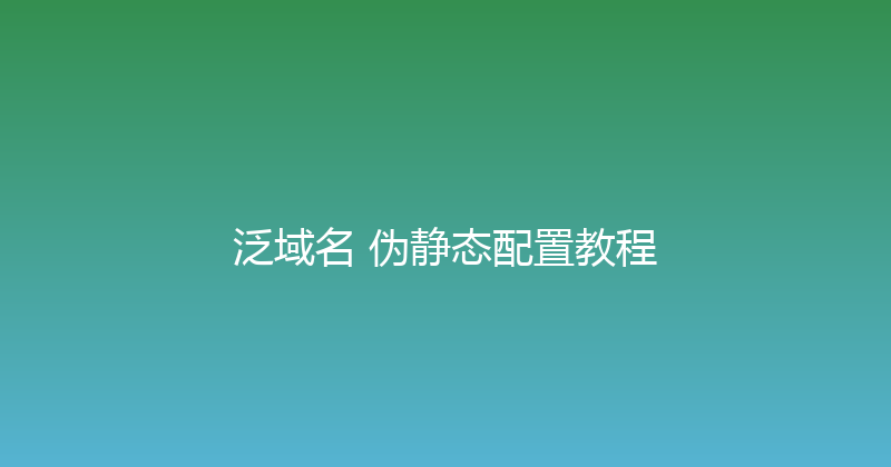 泛域名+伪静态配置教程 封面图