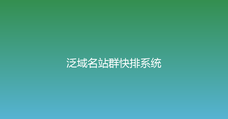 泛域名站群快排系统 封面图