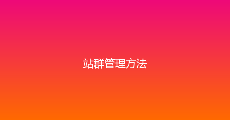站群管理方法 封面图