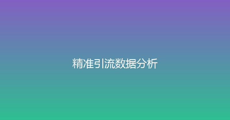 精准引流数据分析 封面图