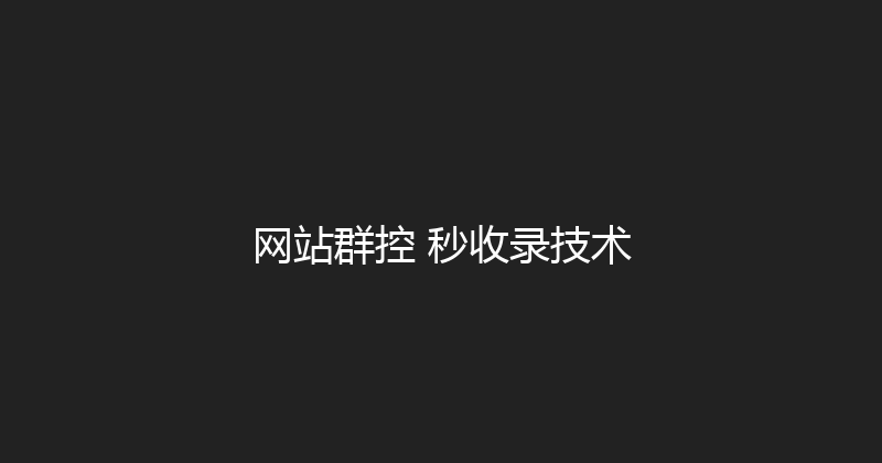 网站群控+秒收录技术 封面图