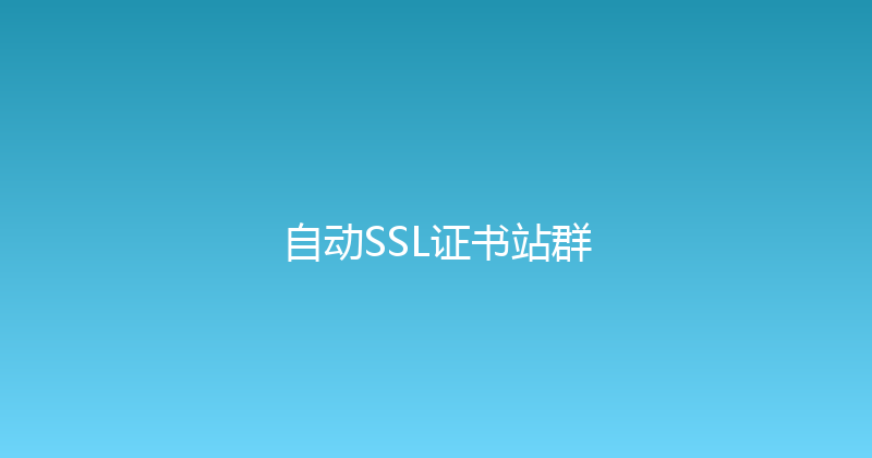 自动SSL证书站群 封面图