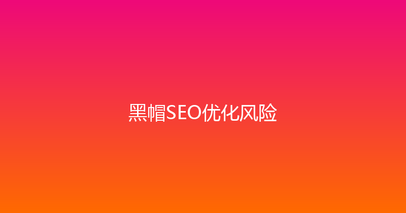 黑帽SEO优化风险 封面图