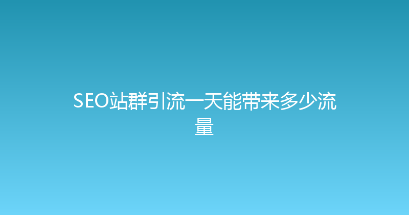 SEO站群引流一天能带来多少流量 封面图